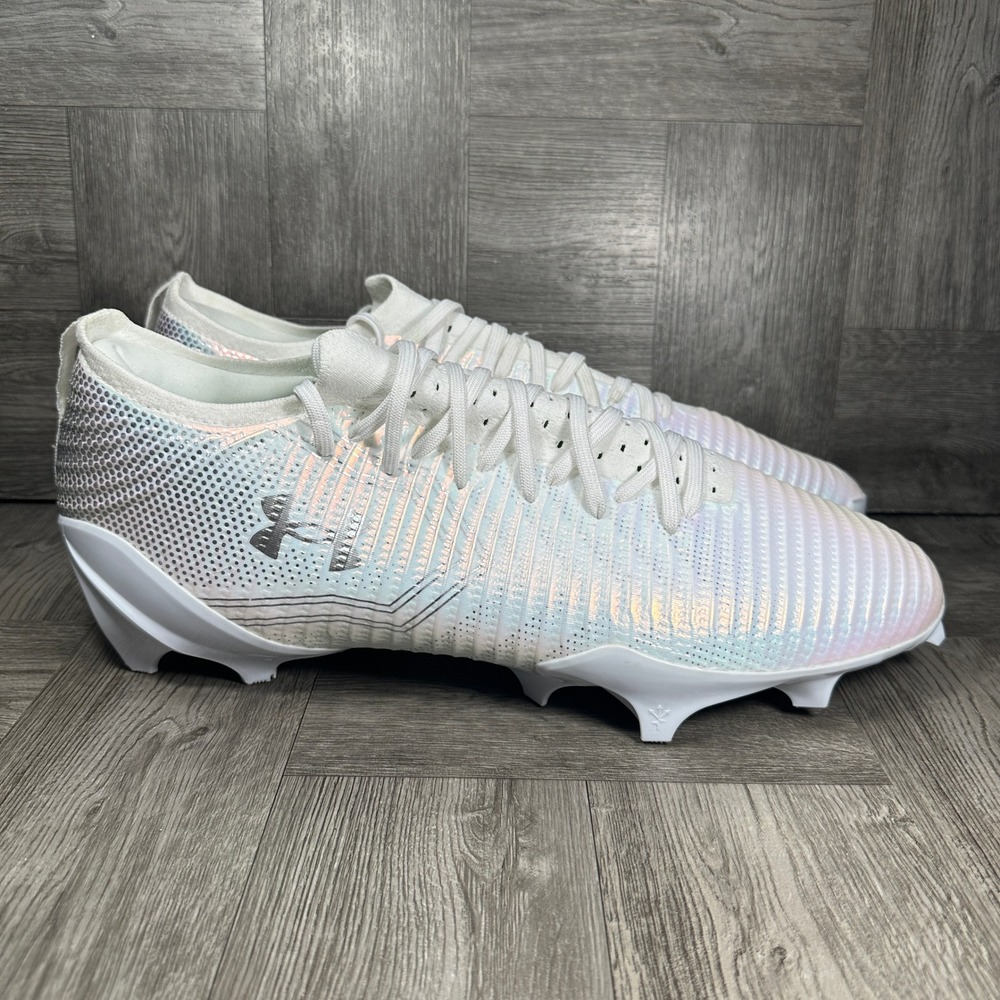 Under Armour Lacrosse Cleats Blur Pro Mens 15 White Iridescent 3026431-100 NEW